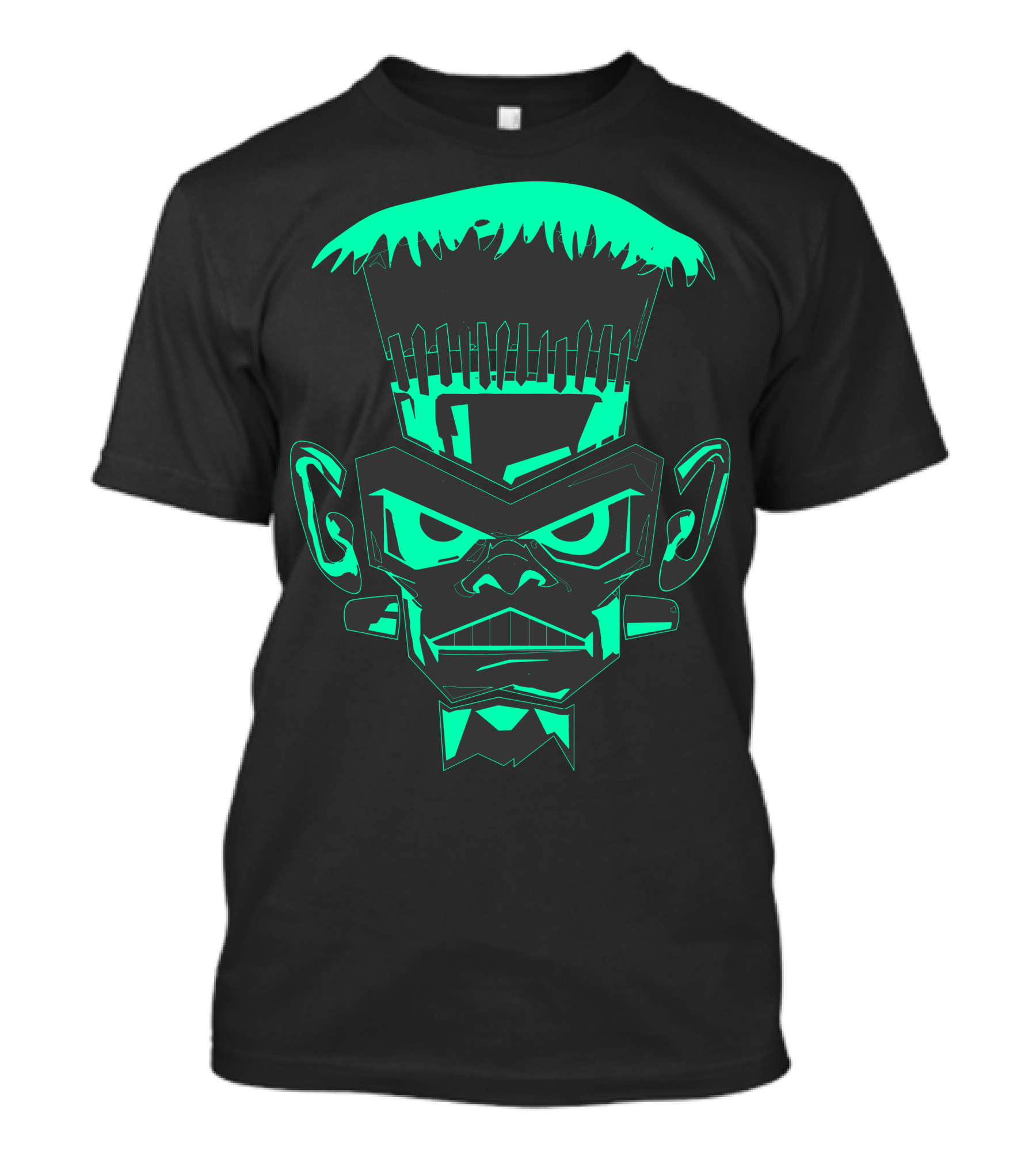 Frankenstein Night Glow Monster Face T-Shirt