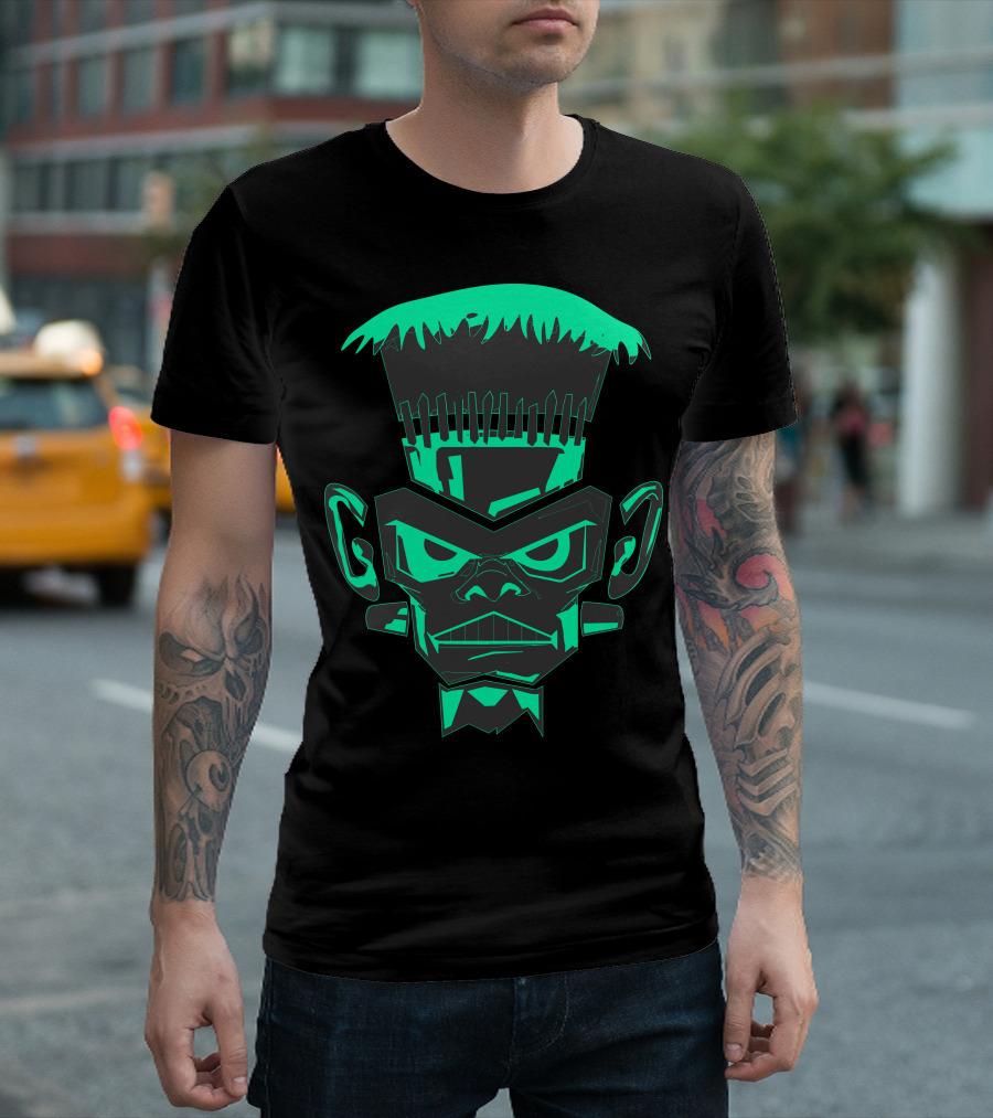 Frankenstein Night Glow Monster Face T-Shirt