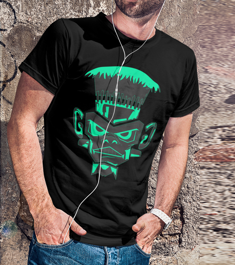 Frankenstein Night Glow Monster Face T-Shirt