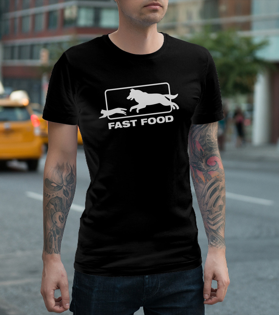 Fast Food Dog Chasing Rabbit Humor T-Shirt