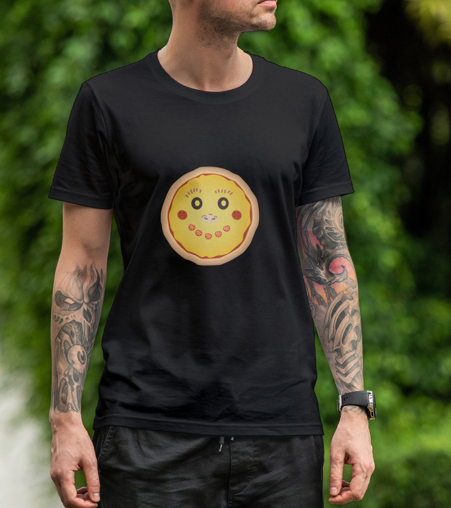 Funny Pizza Emoji Face Pepperoni Eyes Smile T-Shirt