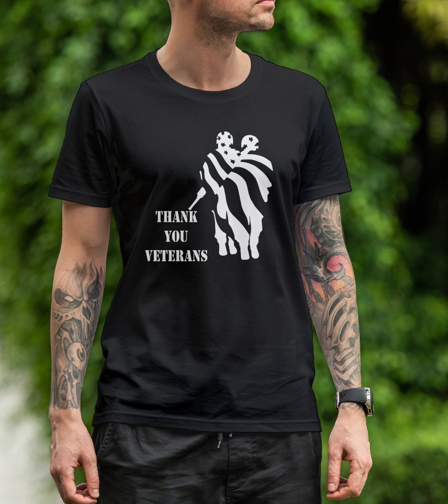 Thank You Veterans American Flag Soldier T-Shirt