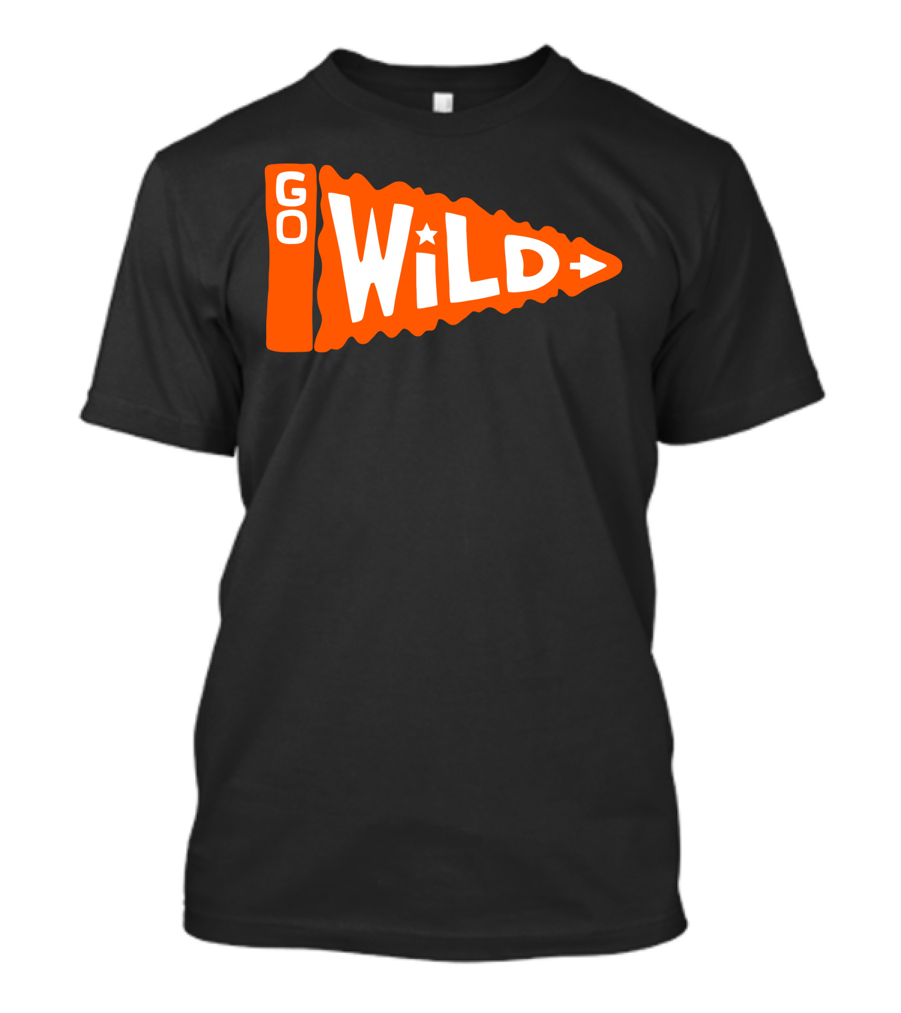 GO WILD Pennant Style Star Theme Retro Text T-Shirt