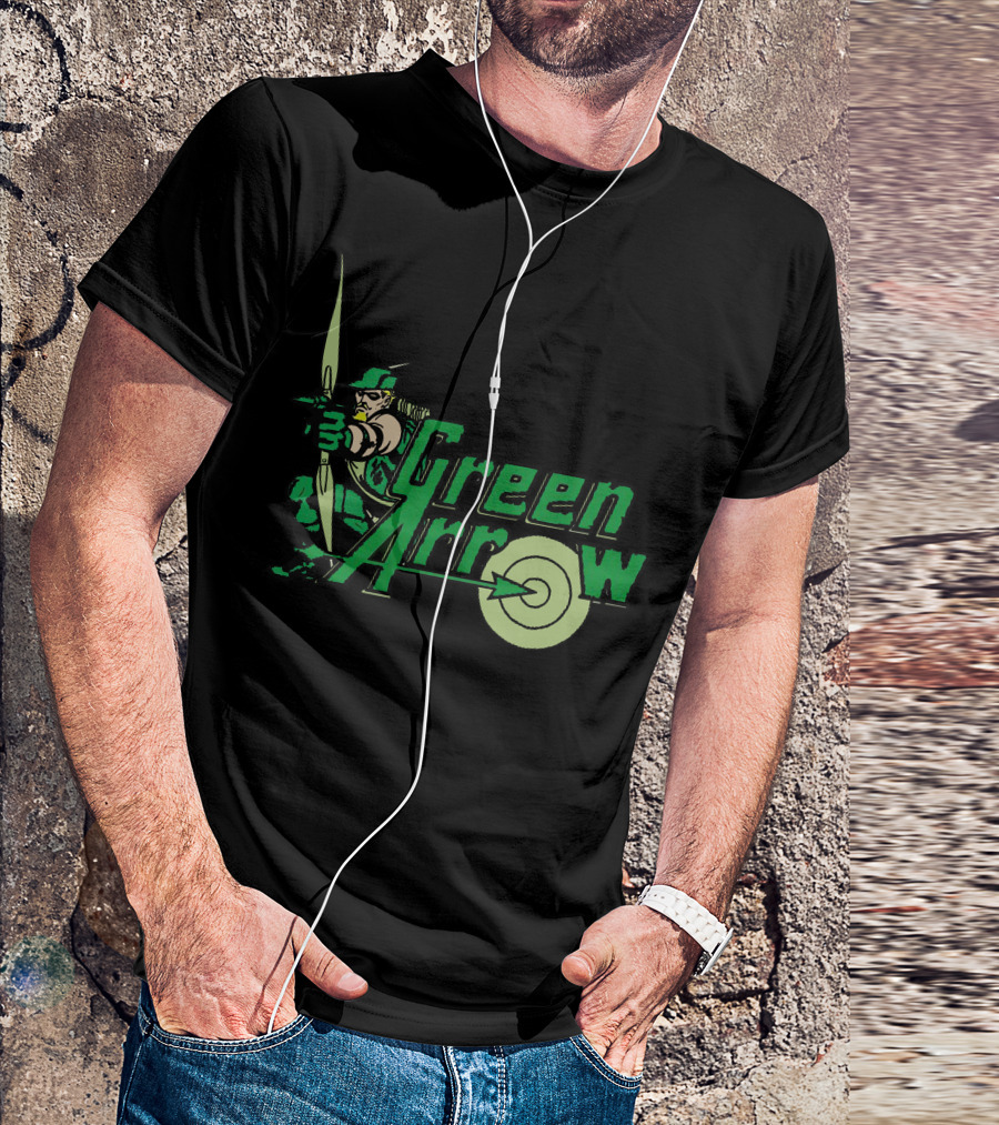 Green Arrow Character Logo With Bow And Target T-Shirt