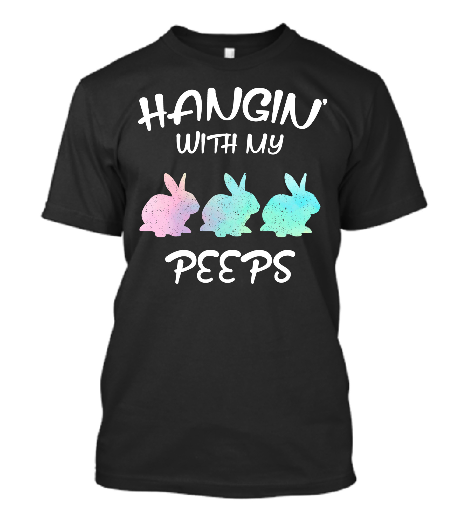 Hangin With My Peeps Bunny Silhouettes Pastel Colors For Dark T-Shirt