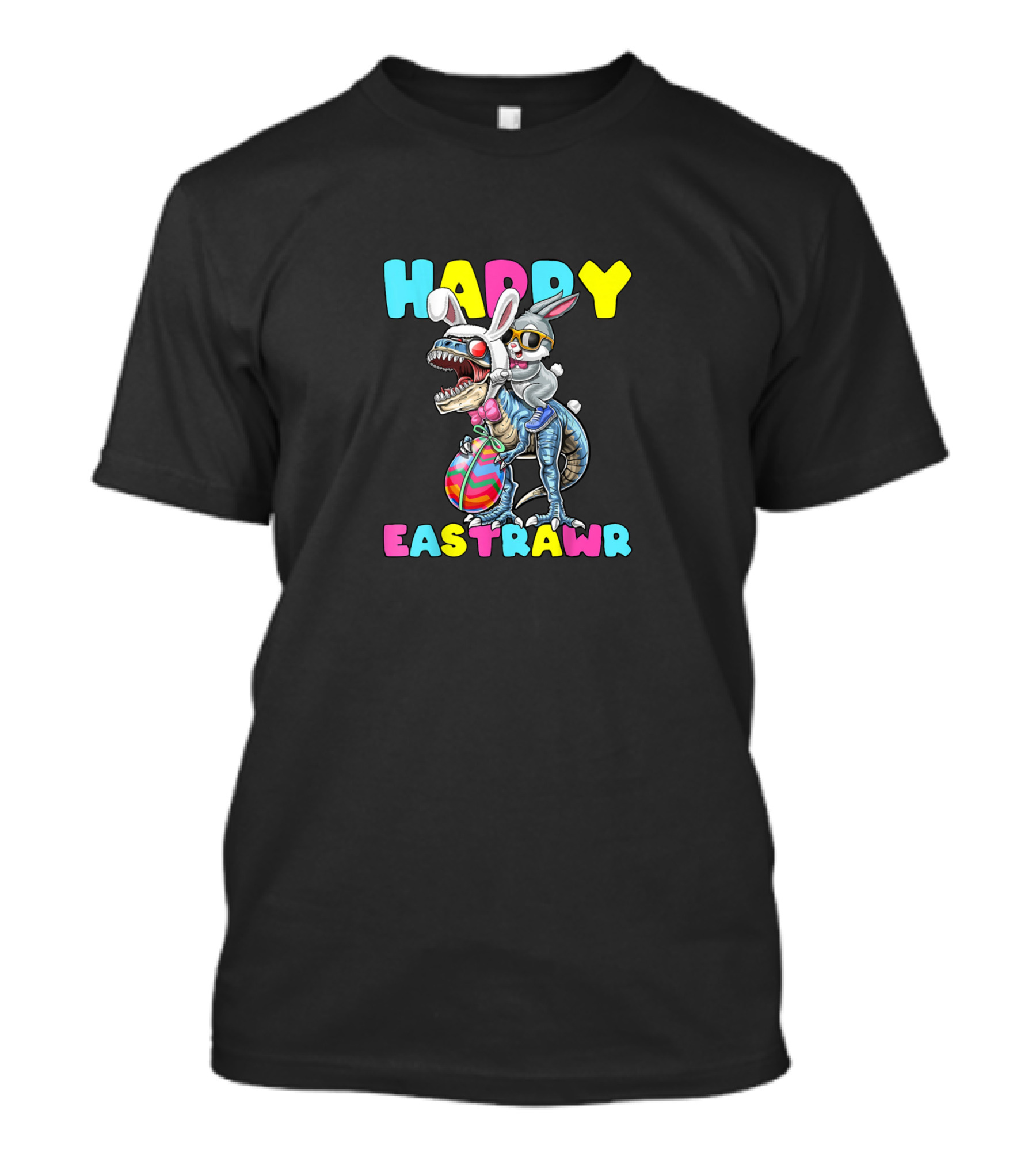 HAPPY EASTRAWR Bunny Dinosaur Easter Egg Rabbit Ears T-Shirt