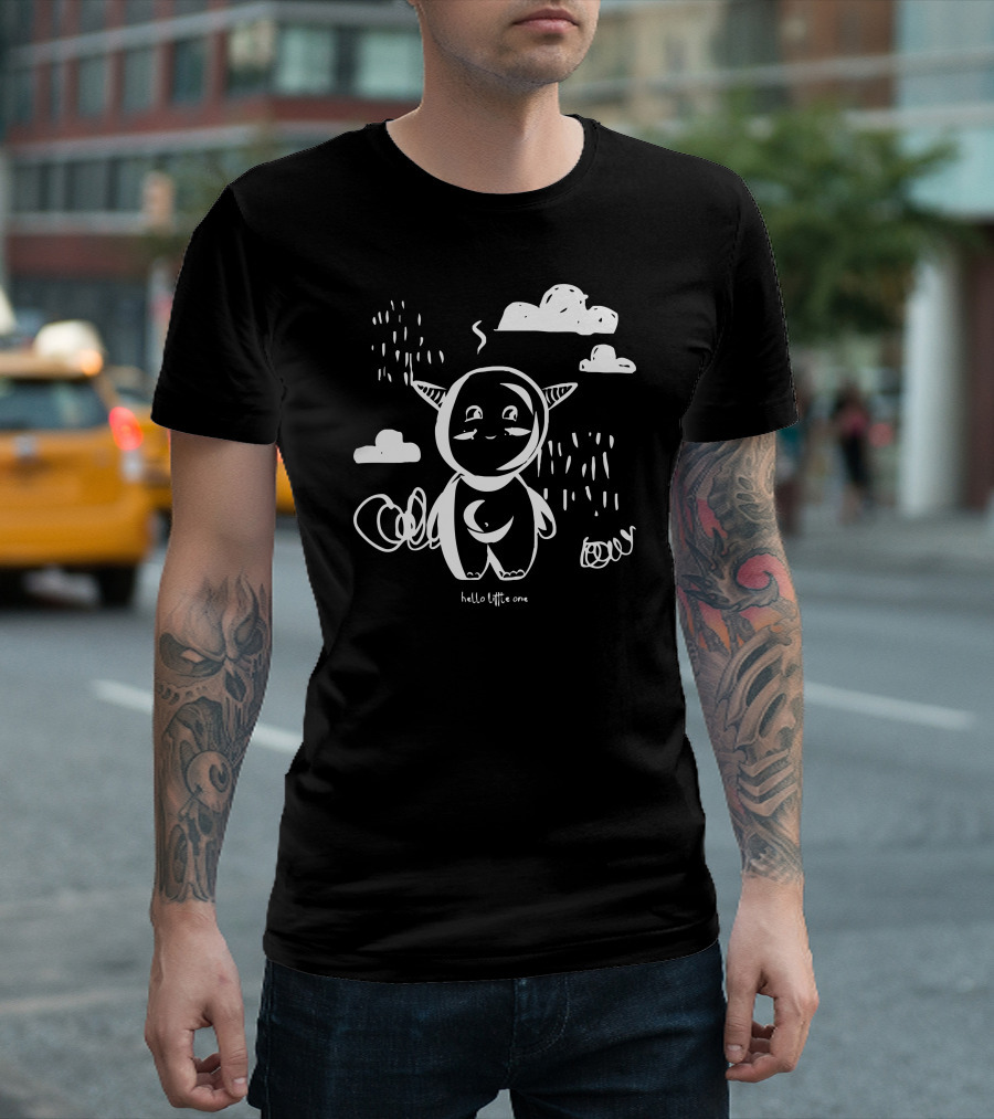 Hello Little One Cloud Creature in Rainy Scene T-Shirt