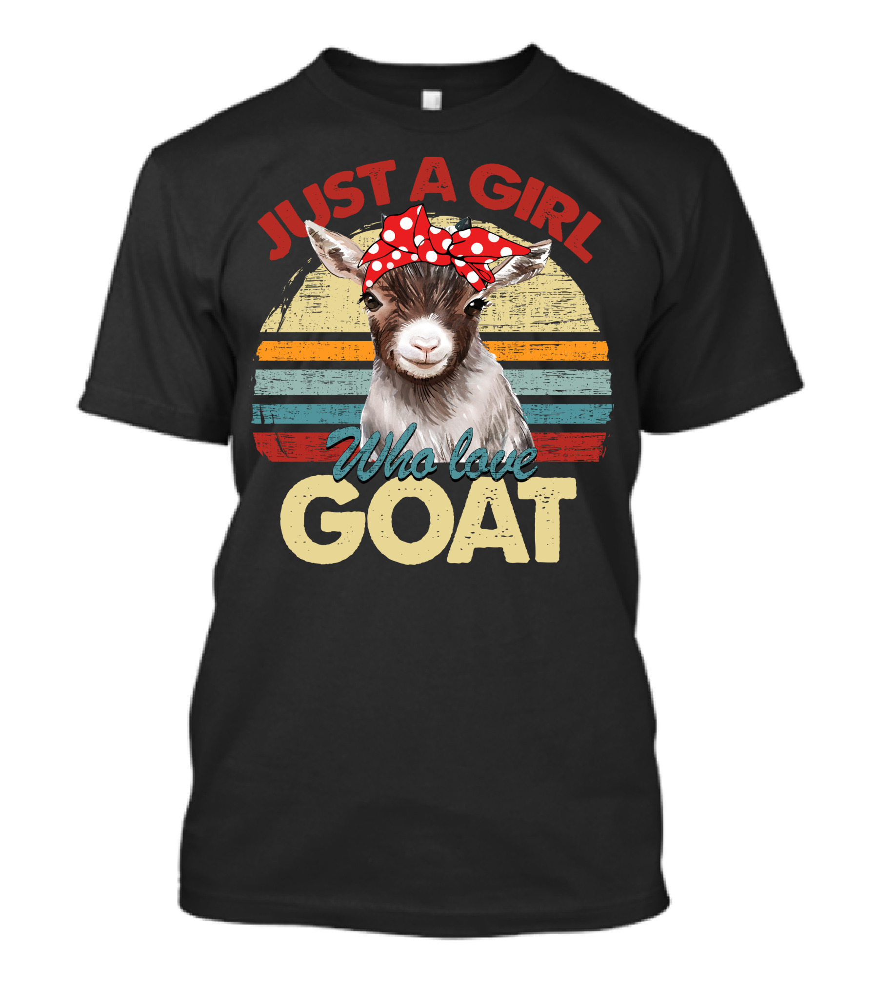 Just A Girl Who Love Goat Retro Stripes Polka Dot Bow T-Shirt