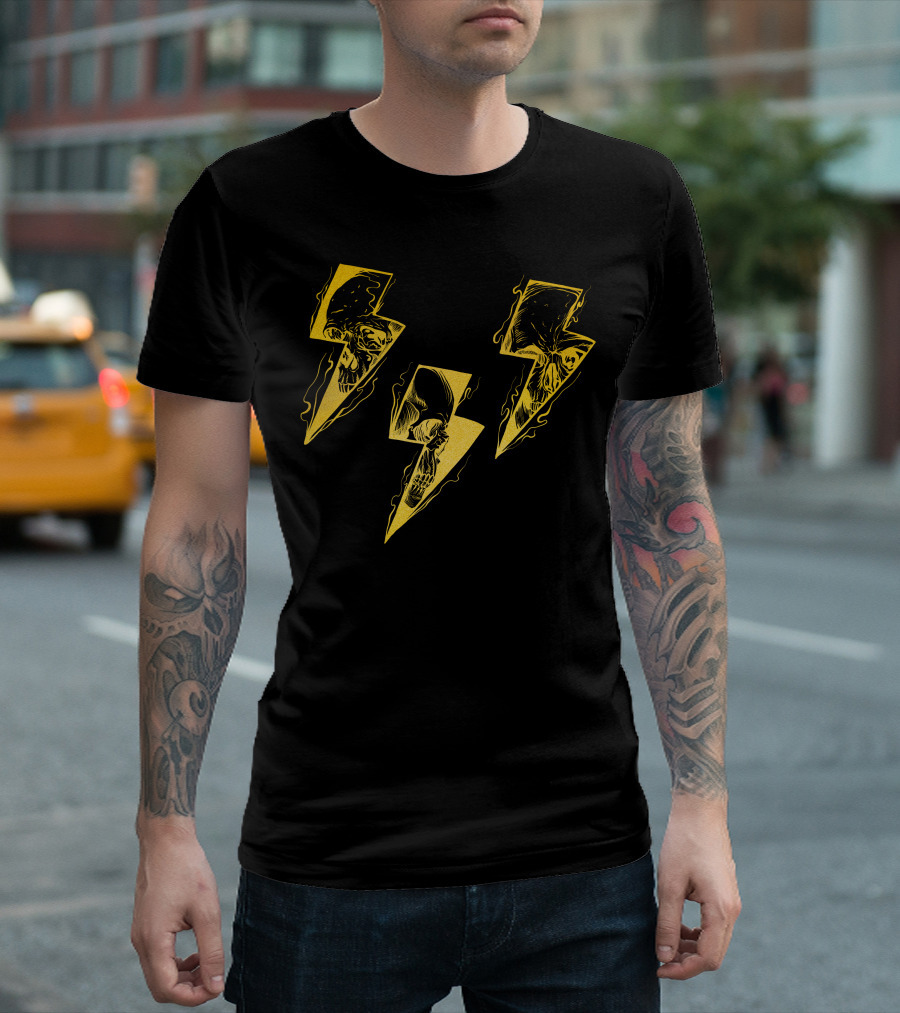 Lightning Skull Trio Gold T-Shirt