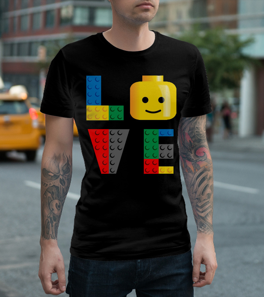 Love LEGO Brick Head Smiley T-Shirt