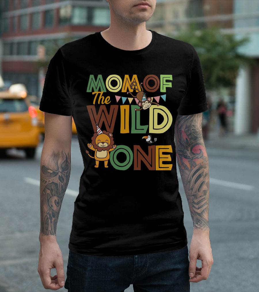 Mom Of The Wild One Lion Monkey Toucan Party T-Shirt