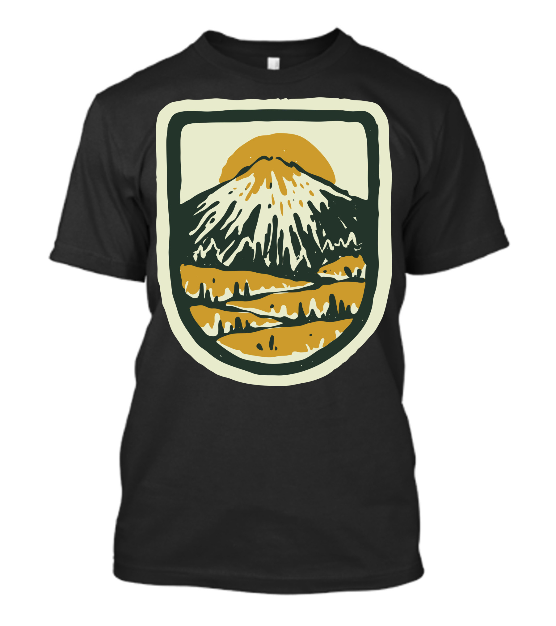 Mountain Hand Drawn Vintage Nature Badge T-Shirt