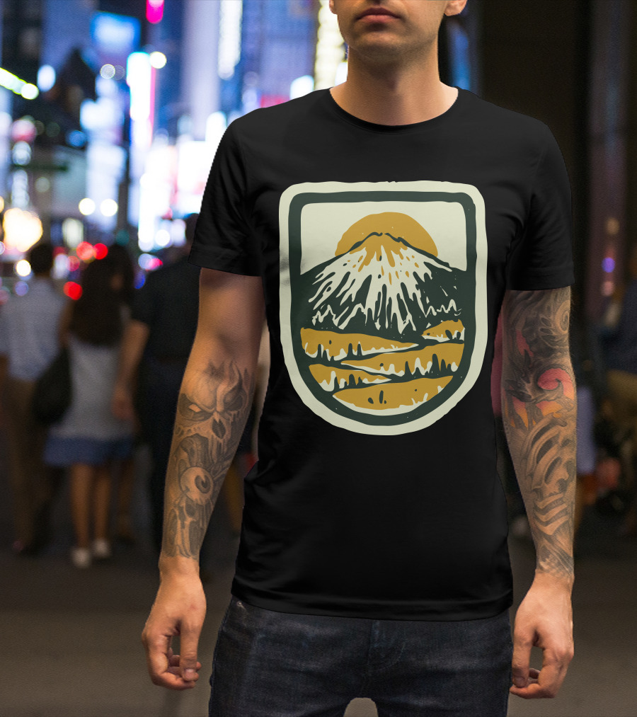 Mountain Hand Drawn Vintage Nature Badge T-Shirt