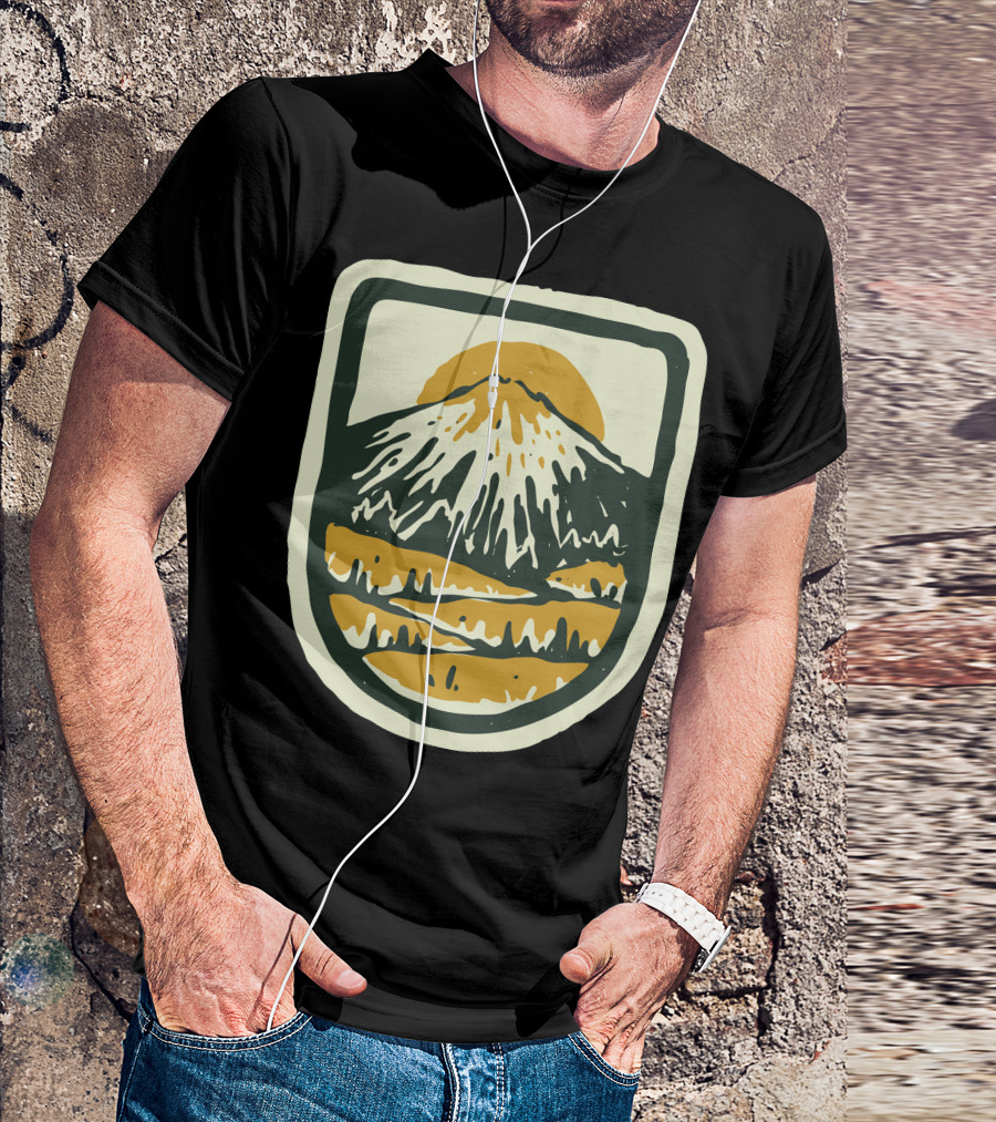 Mountain Hand Drawn Vintage Nature Badge T-Shirt