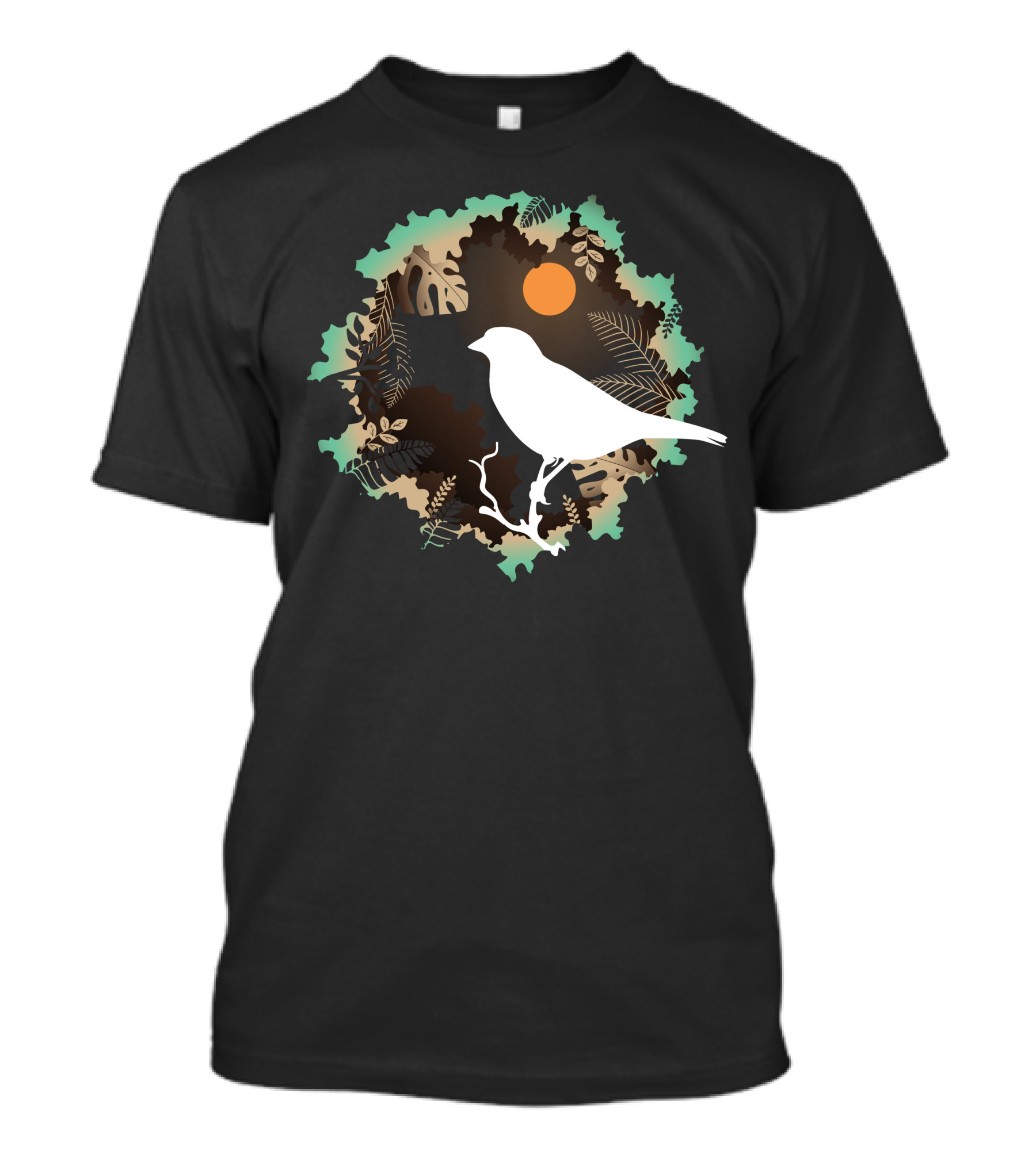 Night Bird Sunset Forest T-Shirt