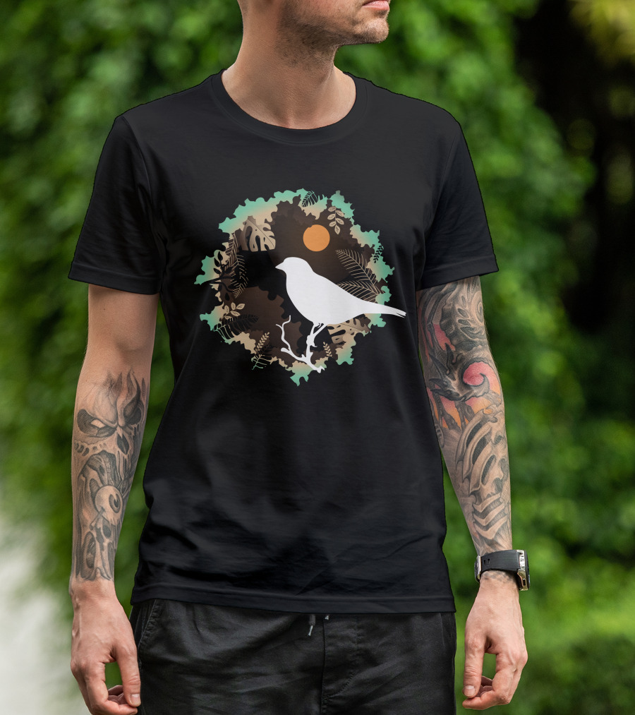 Night Bird Sunset Forest T-Shirt