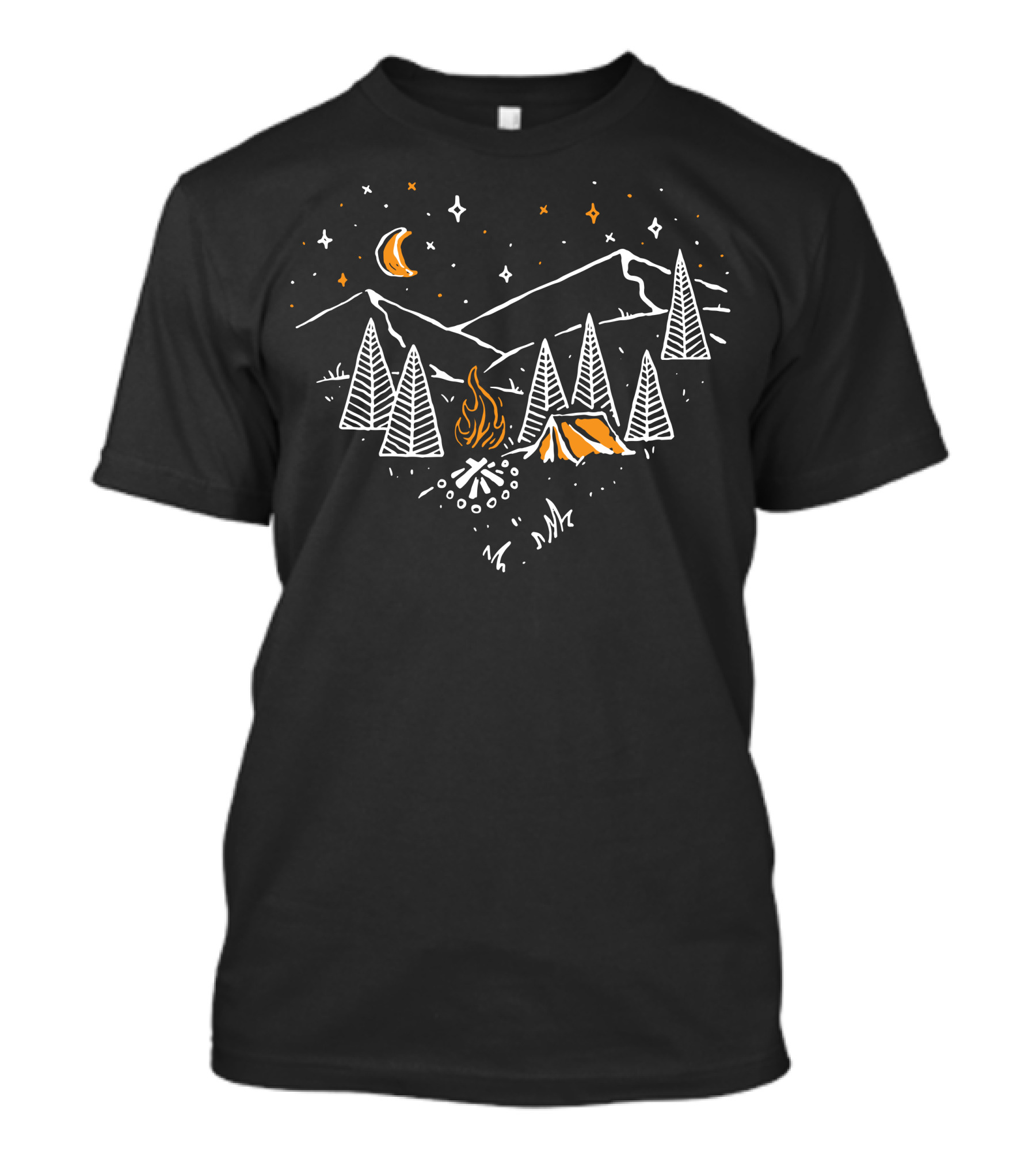 Heartfelt Campfire Under Starry Night Sky And Mountain Pines T-Shirt