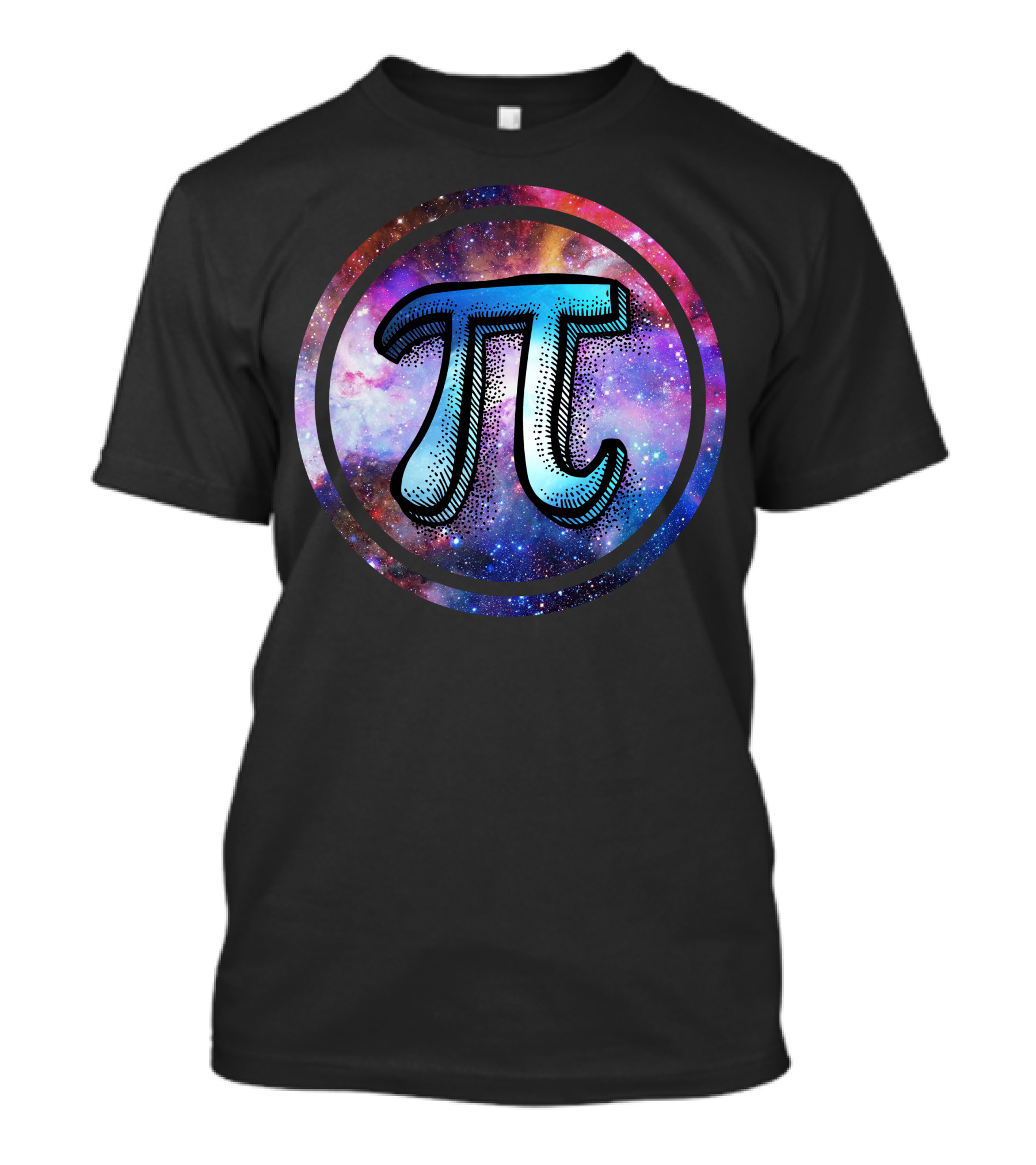 Pi Symbol In Vibrant Cosmic Galaxy Circle T-Shirt