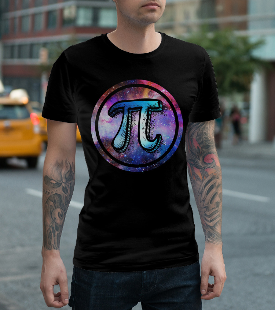 Pi Symbol In Vibrant Cosmic Galaxy Circle T-Shirt