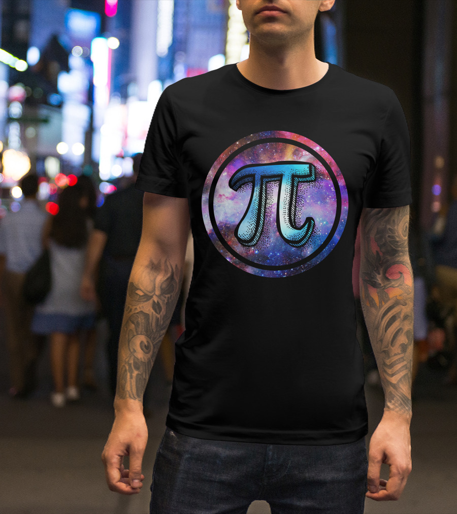 Pi Symbol In Vibrant Cosmic Galaxy Circle T-Shirt