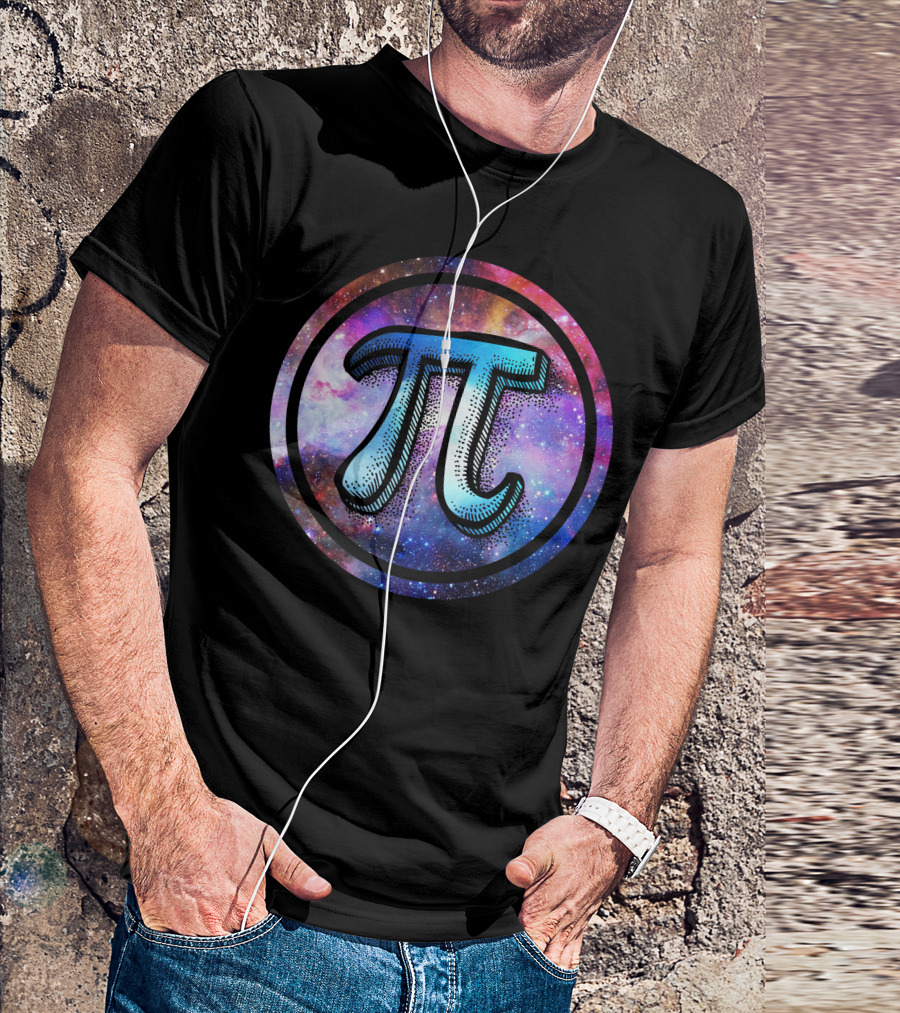 Pi Symbol In Vibrant Cosmic Galaxy Circle T-Shirt