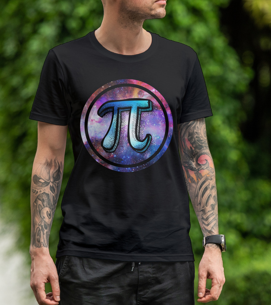 Pi Symbol In Vibrant Cosmic Galaxy Circle T-Shirt