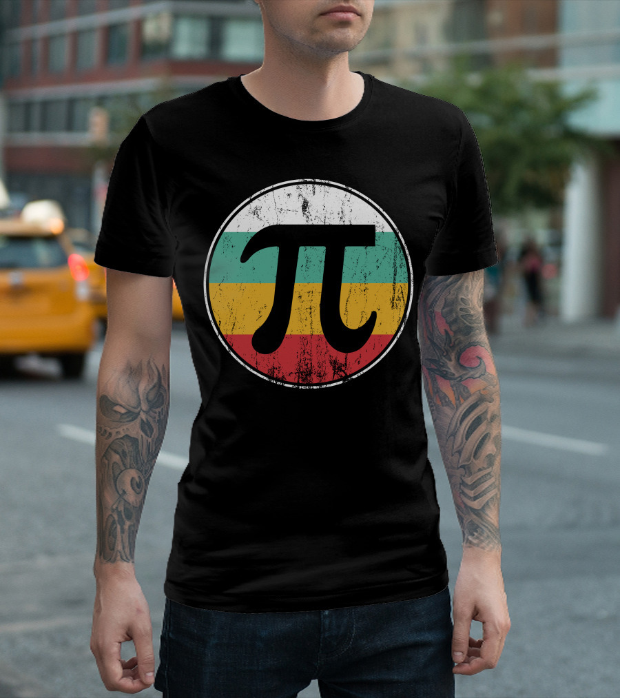 Retro Distressed Pi Circle Vintage Colors T-Shirt