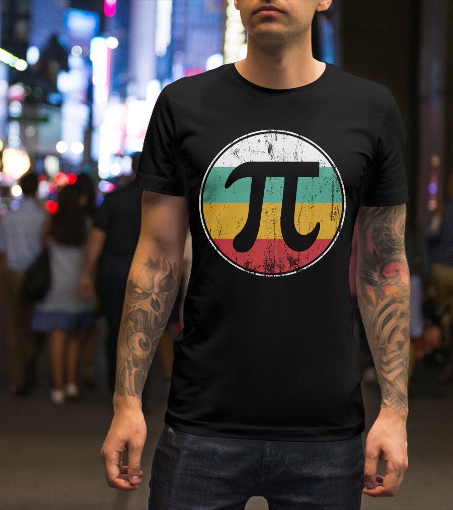 Retro Distressed Pi Circle Vintage Colors T-Shirt