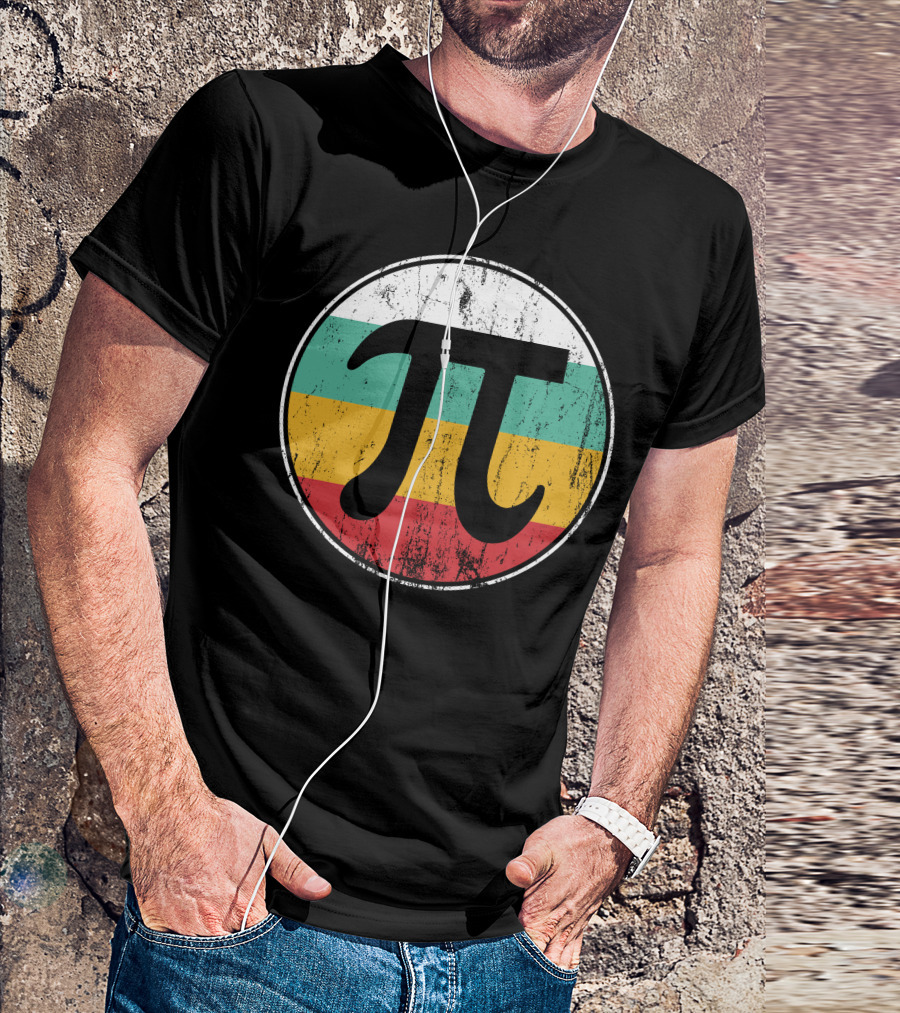 Retro Distressed Pi Circle Vintage Colors T-Shirt