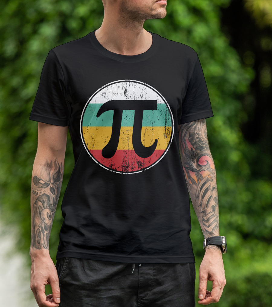 Retro Distressed Pi Circle Vintage Colors T-Shirt