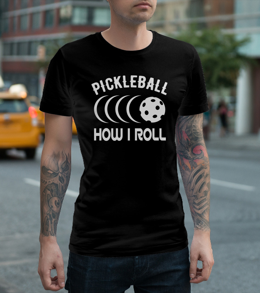 Pickleball How I Roll Moon Phases Paddleball T-Shirt