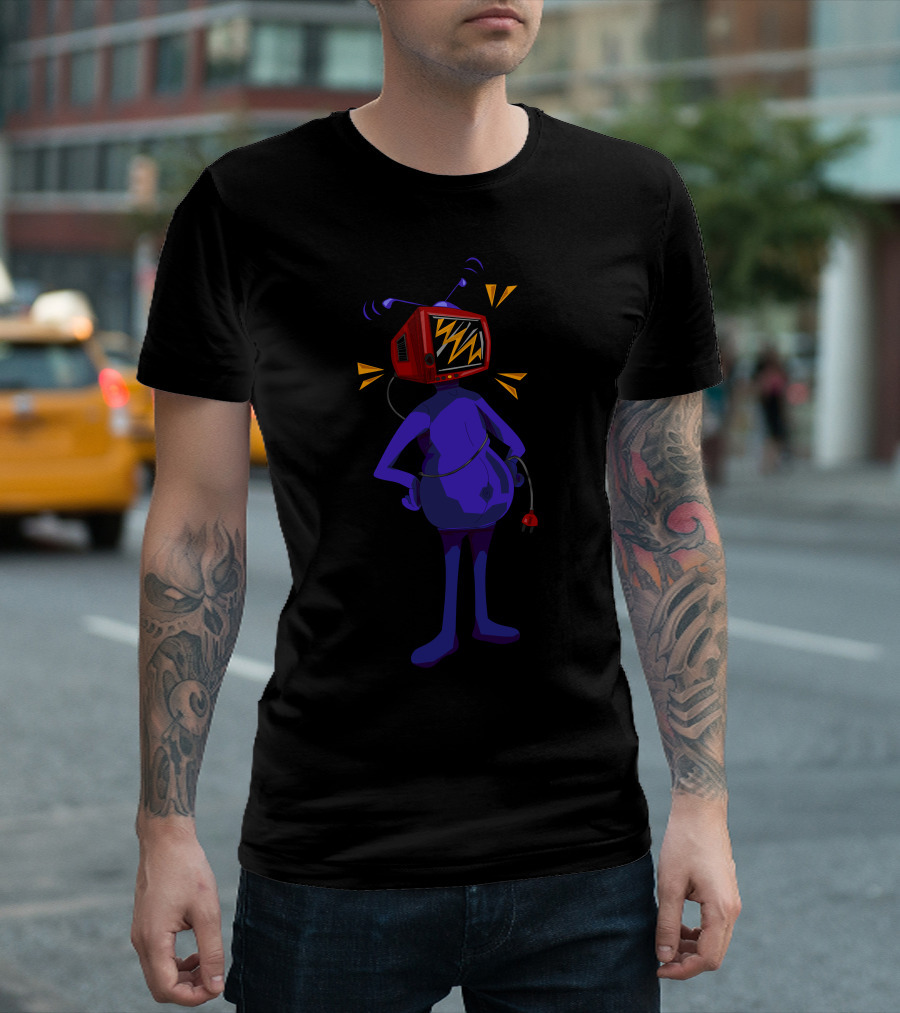 Retro TV Man Classic Antenna Head Plugged-In Vibes T-Shirt