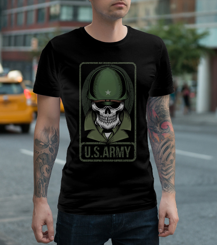 U.S. Army Skull With Helmet T-Shirt