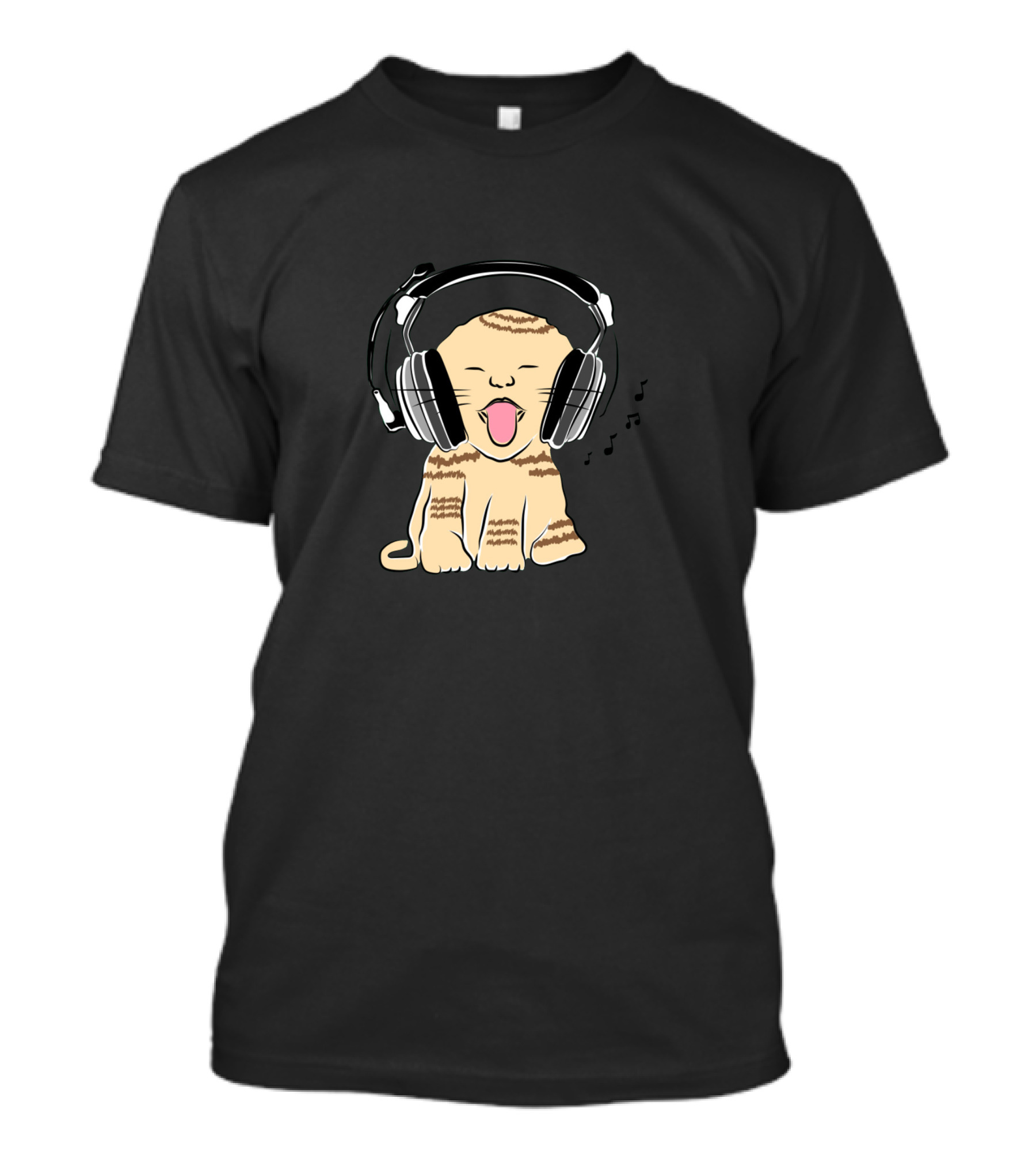 Sound Tripping Cat With Headphones And Musical Notes T-Shirt