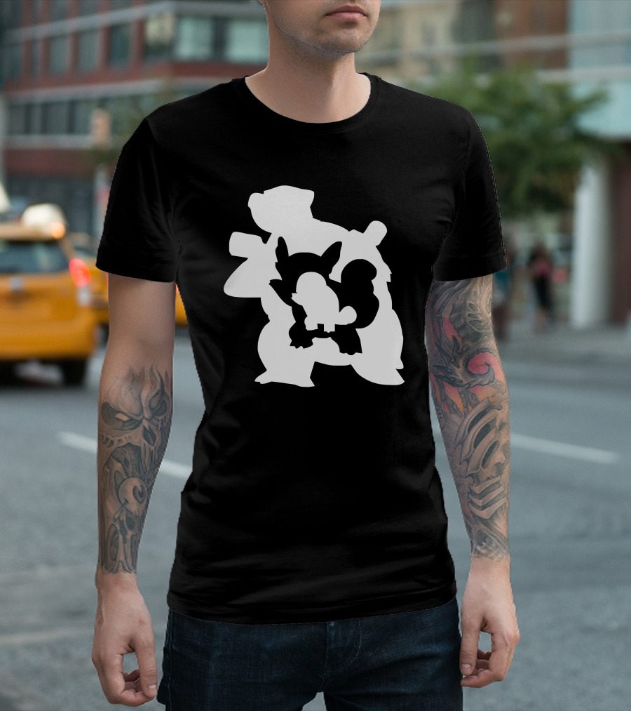 Blastoise Silhouette Evolution With Squirtle And Wartortle Forms T-Shirt