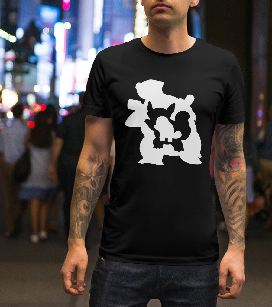 Blastoise Silhouette Evolution With Squirtle And Wartortle Forms T-Shirt