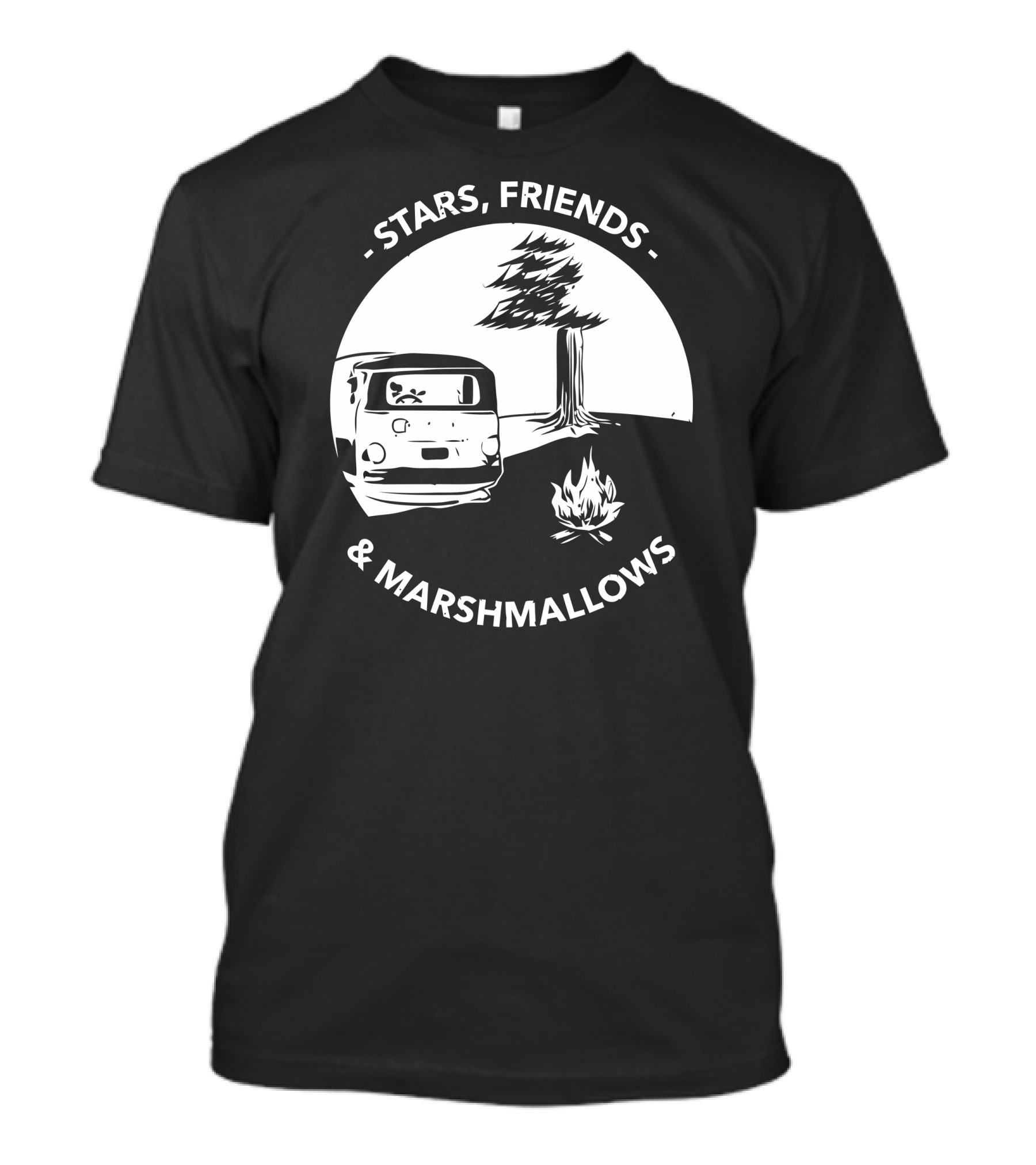 Stars Friends Marshmallows Campfire Van Tree T-Shirt