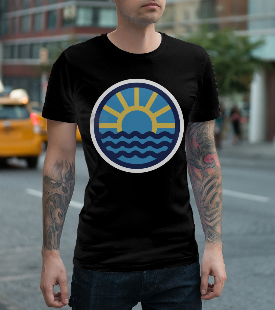 Sunset Over Ocean Waves Icon Circle T-Shirt