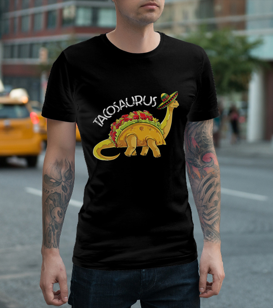 Tacosaurus Dinosaur Taco with Sombrero Hat T-Shirt