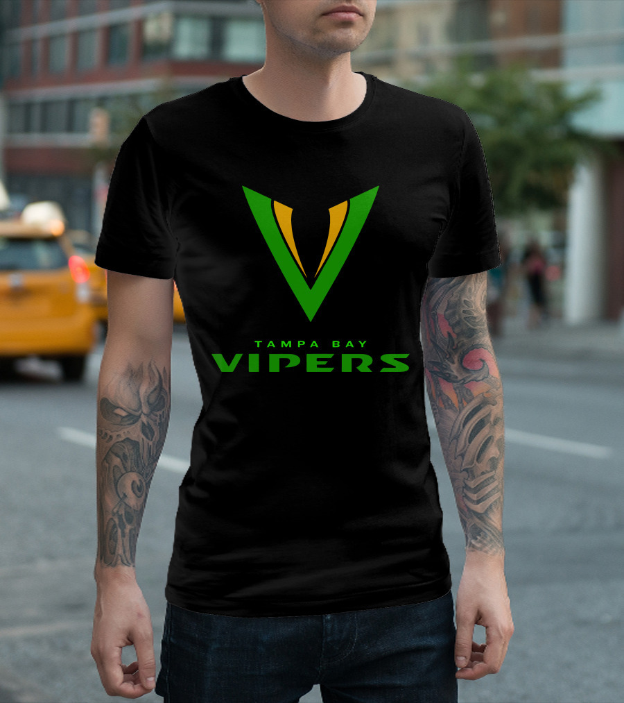 Tampa Bay Vipers XFL Team Logo Green and Yellow T-Shirt
