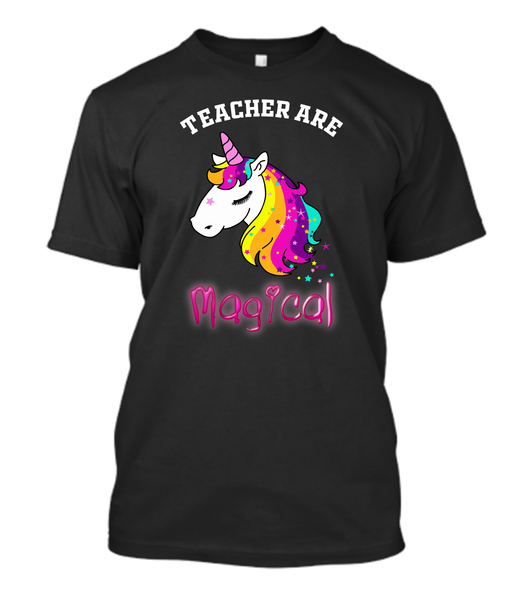 Teacher Are Magical Unicorn With Colorful Mane And Stars T-Shirt