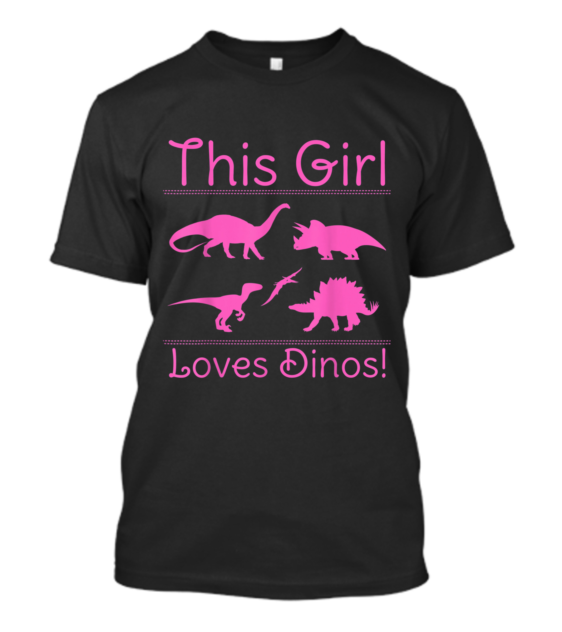 This Girl Loves Dinos Dinosaur Silhouettes Triceratops Stegosaurus Vectors T-Shirt