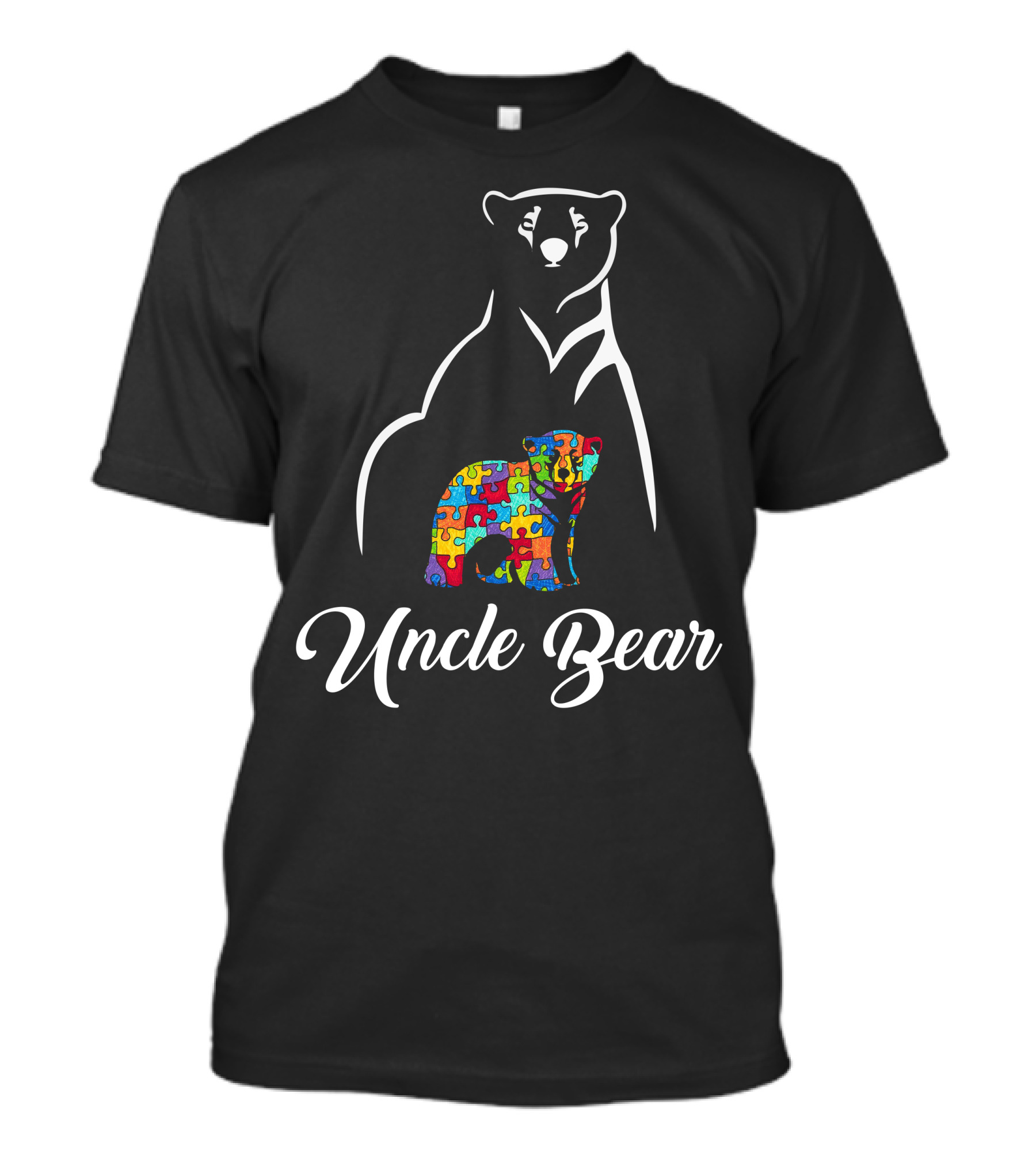 Uncle Bear Autism Puzzle Piece Bear T-Shirt