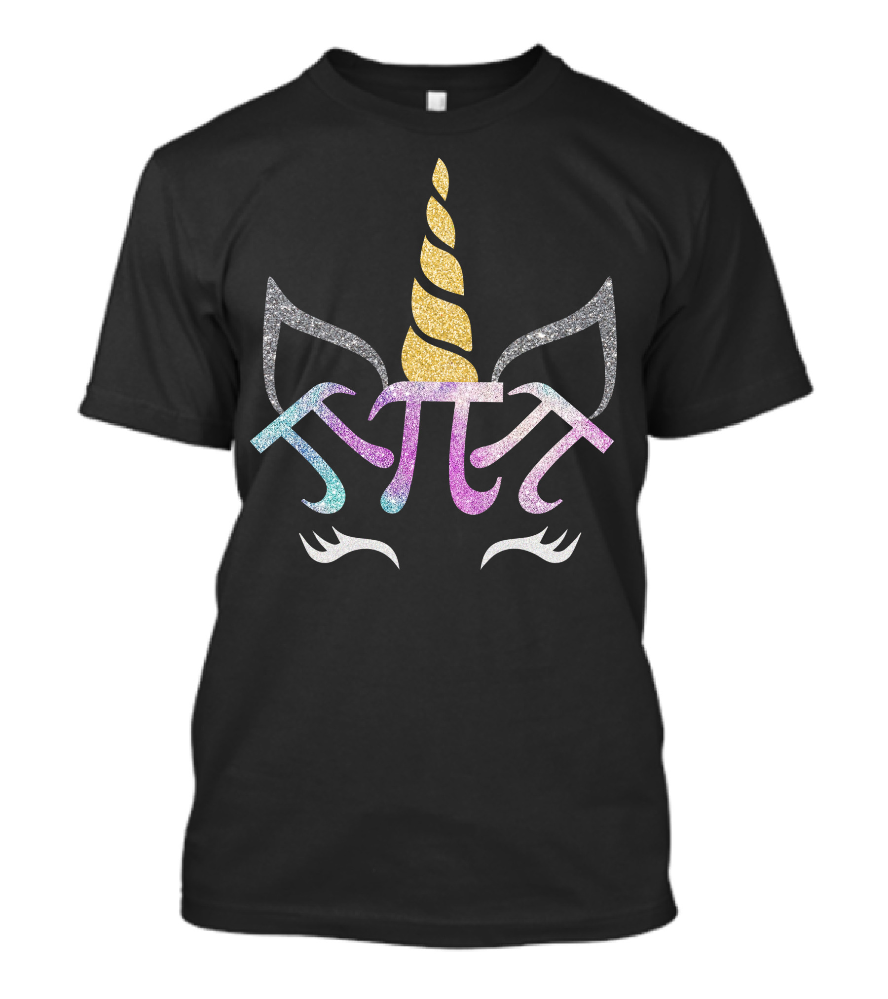 Unicorn Pi Symbol With Glitter Horn And Ears T-Shirt