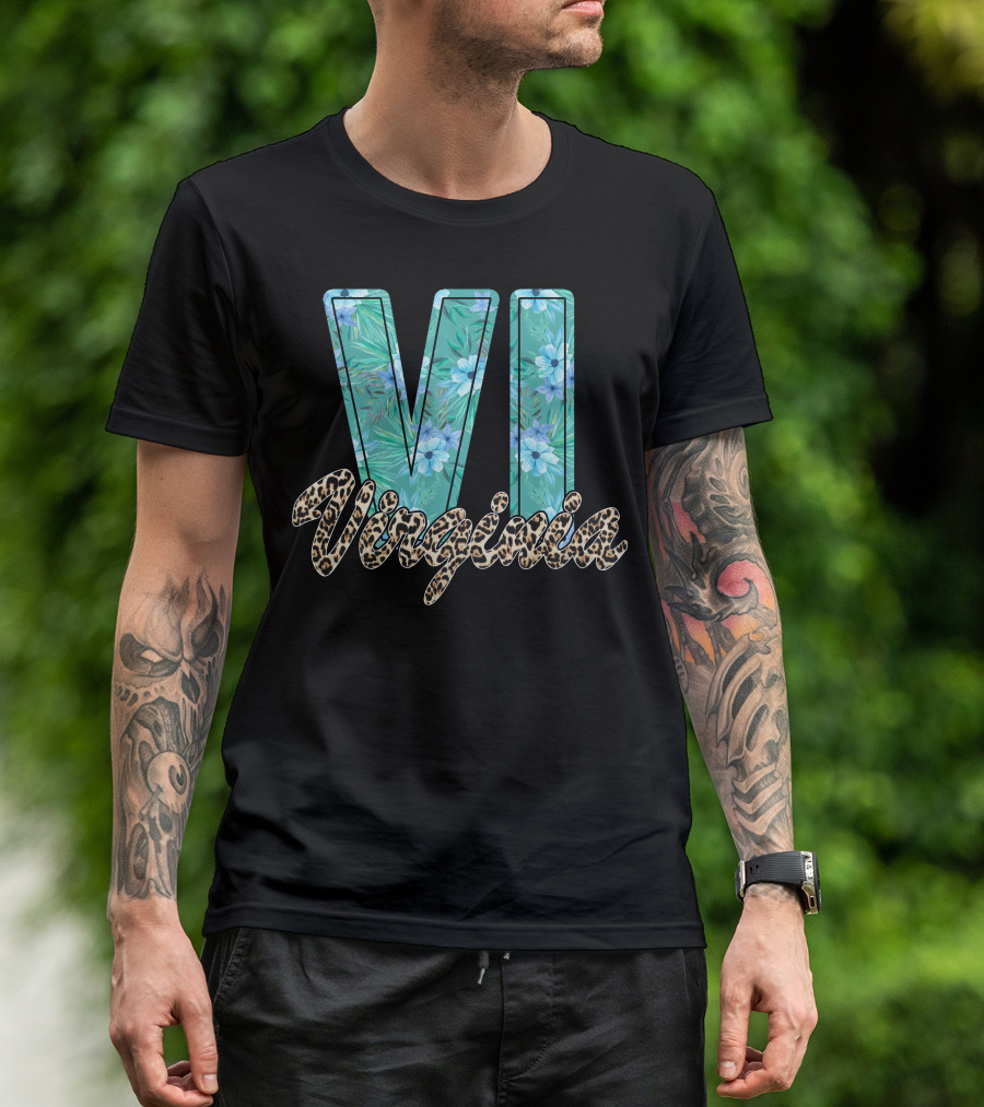 VI Virginia Floral Leopard T-Shirt