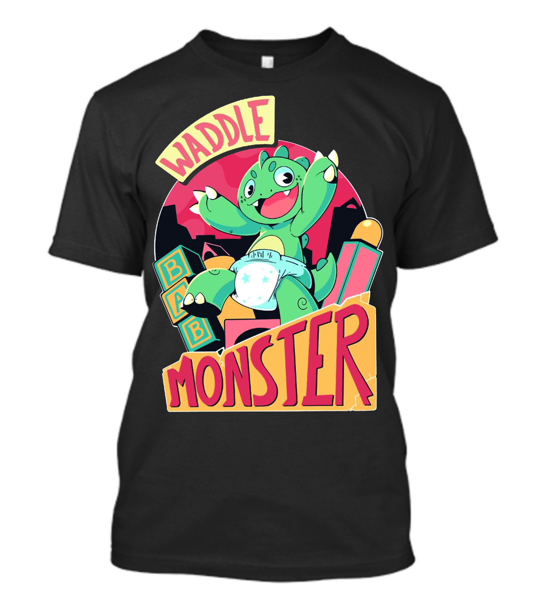 Waddle Monster Baby Blocks Diaper Fun T-Shirt