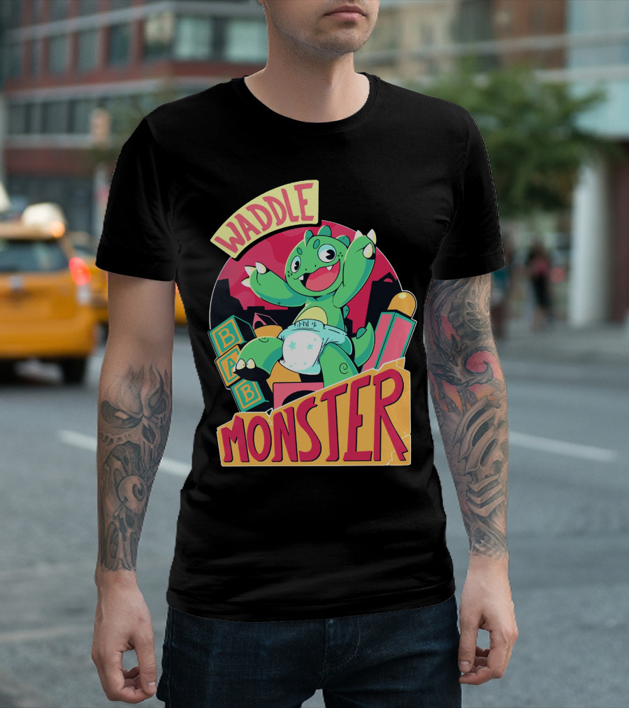 Waddle Monster Baby Blocks Diaper Fun T-Shirt