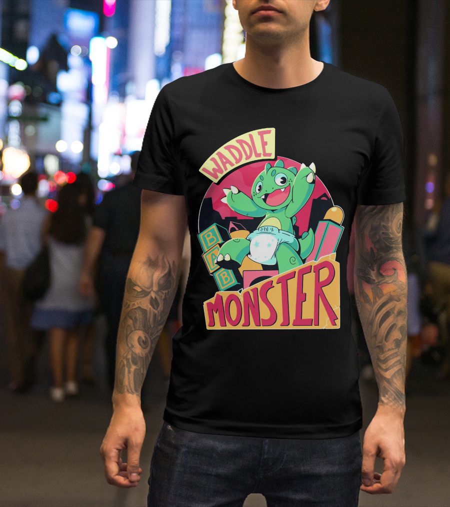 Waddle Monster Baby Blocks Diaper Fun T-Shirt