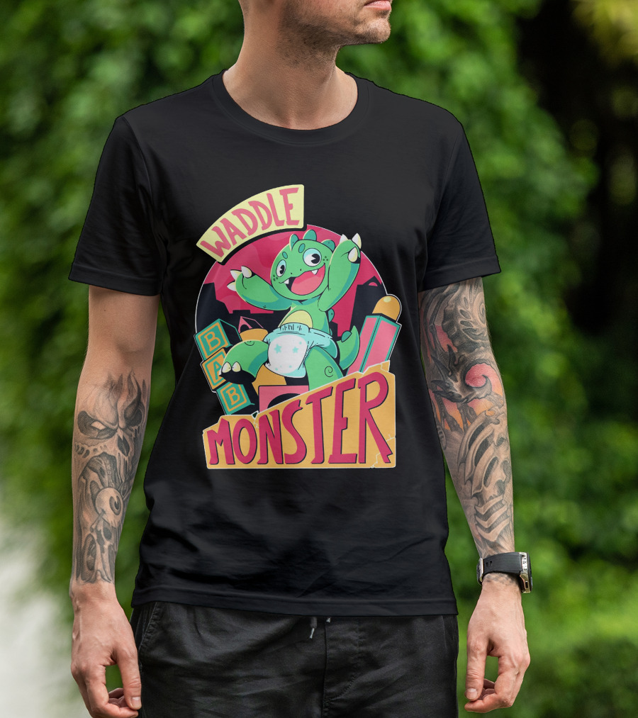 Waddle Monster Baby Blocks Diaper Fun T-Shirt