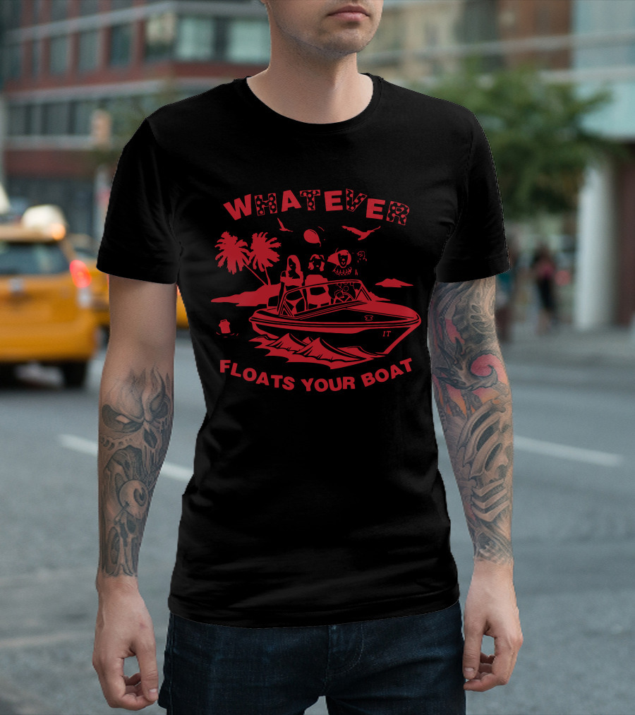 WHATEVER FLOATS YOUR BOAT IT Boat Palms Water Birds T-Shirt